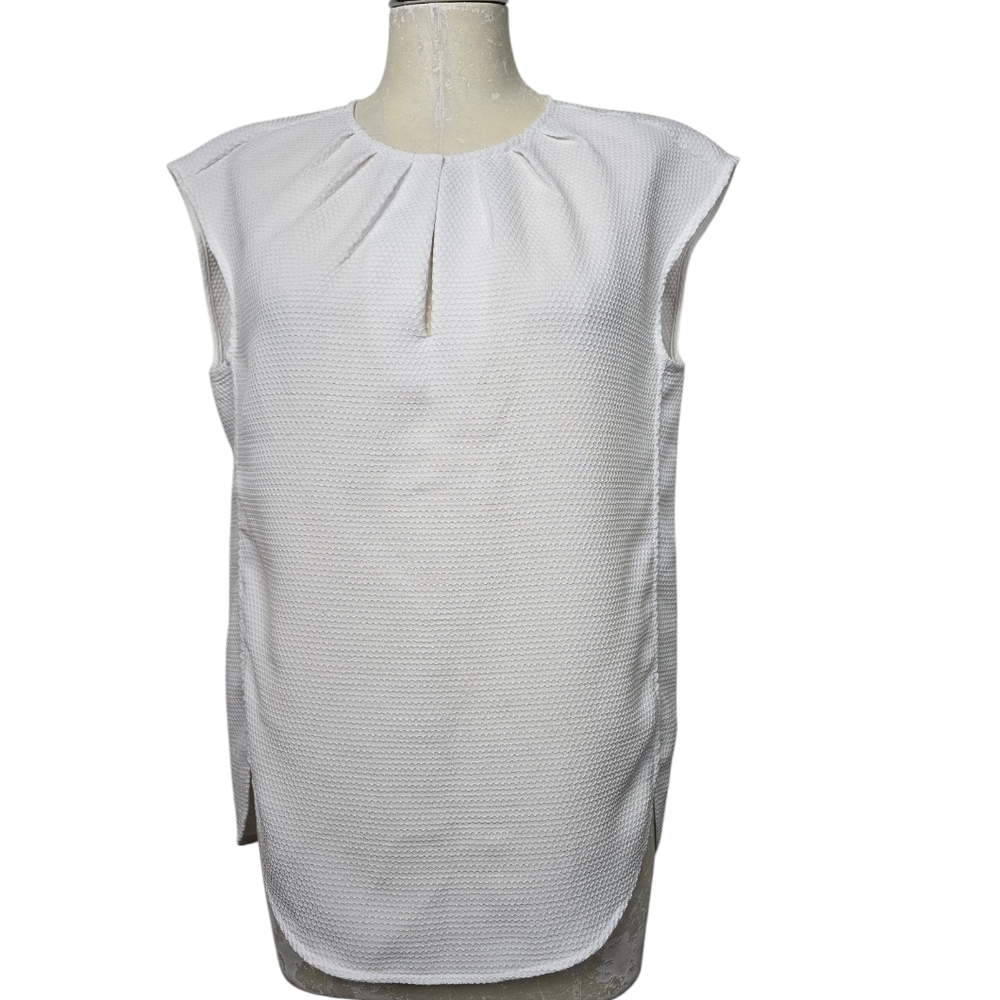J. Crew Honeycomb White V Neck Sleeveless Shirt 0